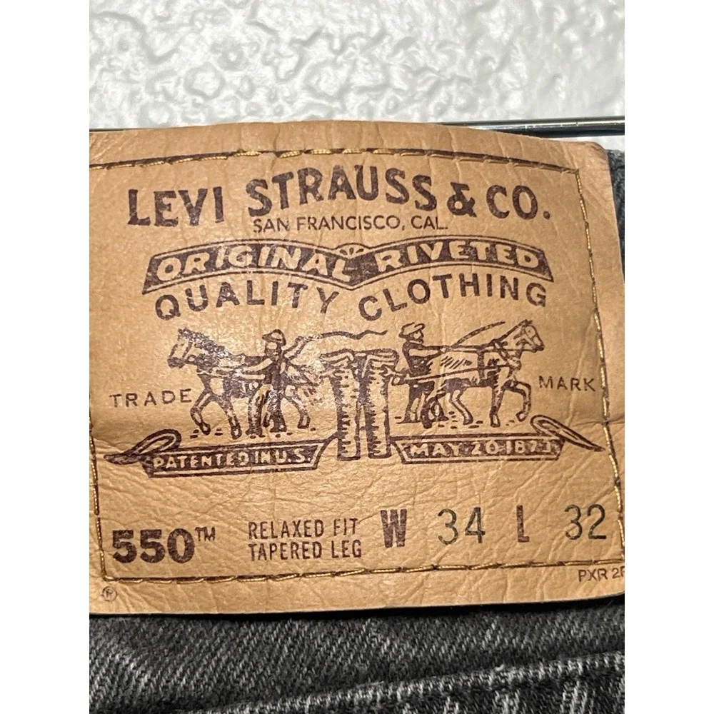 Levi Strauss Size34 (1996) 550 Washed Black Vintage Denim Jeans Orange Tab